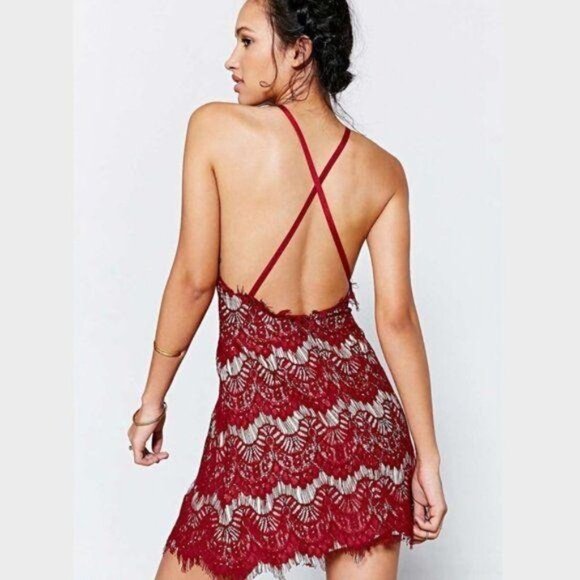 Stylestalker Lace Backless Cross Strap Mini Dress‎ Halter Neck Party Cocktail Sm - Picture 2 of 10